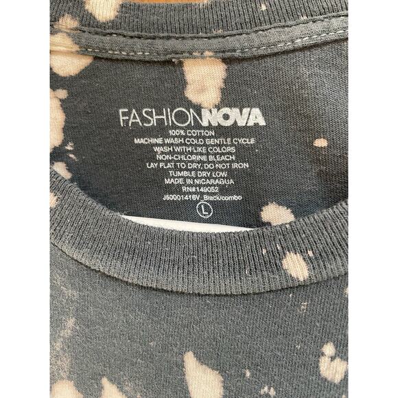Fashion Nova Hardcore Black Bleached T shirt Size Large Graphic Print Snake - Picture 3 of 6